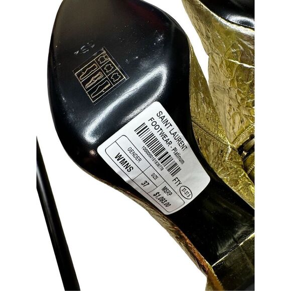 NWT Saint Laurent Lou crinkle foil leather bootie size 37/ 7 US - Picture 12 of 16